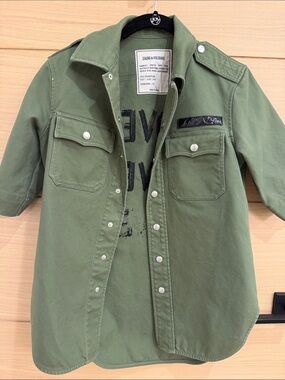 Zadig & Voltaire Olive Green Military Shirt Jacket